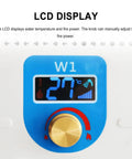 12V Diesel Tankless Water Heater For RV And Camper Vans, control panel LCD display with adjustable temperature knob.