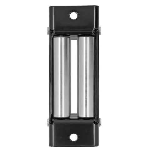 Heavy Duty Roller Fairlead 6000LB Load Capacity For Electric Winches Steel Cable Guide black steel rollers front view