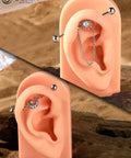 Dope Industrial Piercing Jewelry 316L Surgical Steel Barbell With Clear CZ Moon Dangle, 38mm Long, 14G in ear display