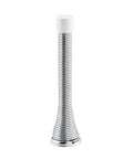 Heavy Duty Spring Steel Door Stops With Grip Tight Rubber Tips And Classic Satin Nickel Baseboard Holders Quick Snap Install showing a single metallic door stop.