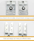 Heavy Duty Iron Sofa Connector Clamps For Beds And Sofas 4 Pack, close-up with screws and multi-card design, silver
