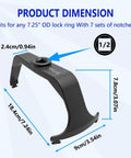 6599 Fuel Tank Lock Ring Tool dimensions showing ergonomic design in phosphate-coated steel with lock ring fitment