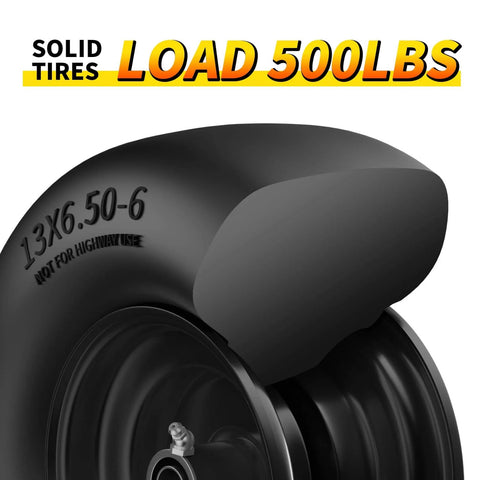 Heavy Duty 13x6.50-6 Flat Free Lawn Mower Tires And Wheels Set For Zero Turn Mowers Built To Last 500 Lb Load