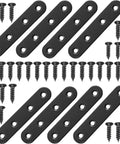 Black 304 Stainless Steel Flat Brace Mending Plates Set Of 8 3 Inch Wood Furniture Repair Brackets With Screws laid out on a surface.