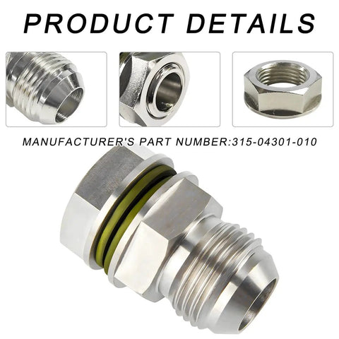 Hella Reliable 10AN Oil Drain Plug M18x1.5 Turbo Oil Return Fitting With Steel Washers showing details of stainless steel fitting.