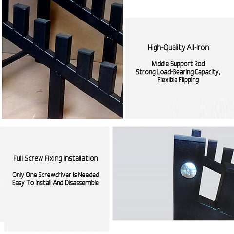 Slick Floor Standing Tile Display Rack, Sturdy 10 To 12 Layer Wood Sample Organizer For Flooring And Building Materials, close-up of iron frame and support rod.
