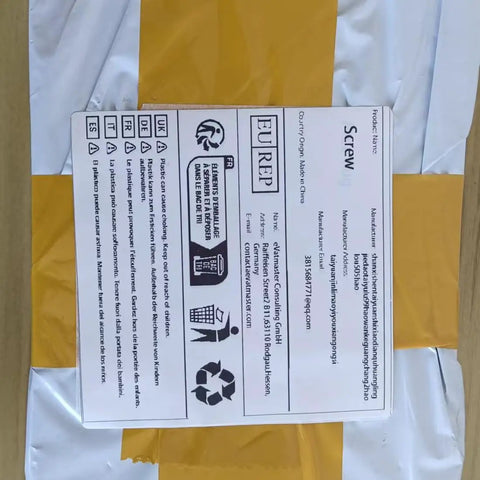 Package label for J-Bolt Kit 304 Stainless Steel 5 Pack With Nuts And Washers M6 Sizes 60mm 70mm 75mm 100mm 140mm 150mm