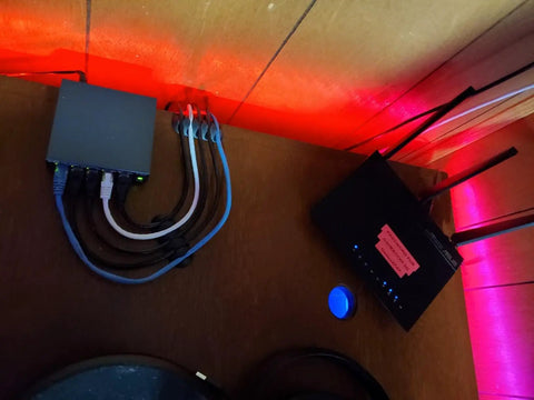 Network setup with cables using 24 Pack Self Adhesive Cable Clips For Desk And Home Office Car Keep Cables Neat And Tidy Cord Organizer