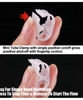 Close-up of 40 Piece Plastic Tube Clamps Kit With Four Sizes, Shut Off Hose Clamps For Tube Clips And Flow Control, Durable POM Plastic Clamp