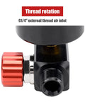 Air Regulator For Spray Guns And Pneumatic Tools With One Quarter Inch NPT Inlet And Swivel Outlet, close-up of thread rotation