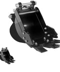 Pro Grade Narrow Trenching Bucket For Compact Mini Excavators That Works With Augers, 13x8x13 Inch Digging Tool, Steel Blades