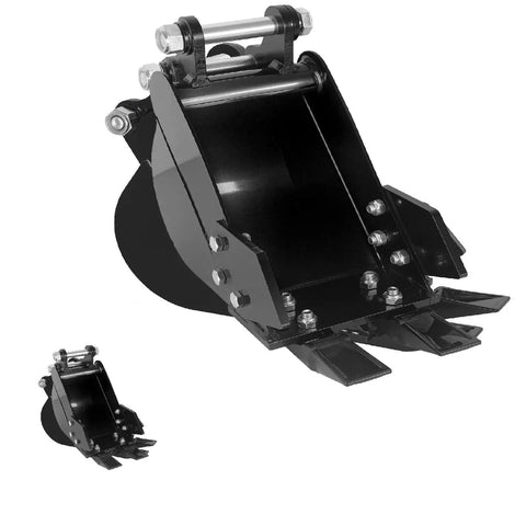 Pro Grade Narrow Trenching Bucket For Compact Mini Excavators That Works With Augers, 13x8x13 Inch Digging Tool, Steel Blades