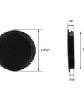 Front and side view of 4 Pack Closet Door Finger Pulls 2 1 8 Inch Black Round Insert Door Handle for Sliding Barn Doors, stamped steel dimensions shown.