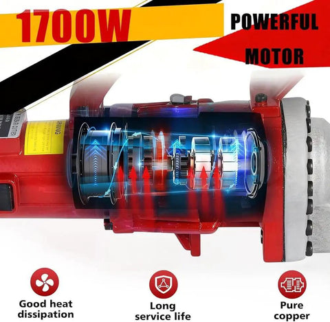 Powerful Electric Hydraulic Rebar Cutter With 1250W And 1700W Copper Coil Motor showing internal motor design and features.