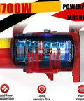 Close-up of 1700W motor in heavy duty electric hydraulic bolt cutter showing internal components and features.