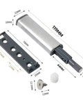 Magnetic Touch Latch Kit 10 Pack For Cabinets And Drawers No Handle Door Release Hardware with dimensions and components shown