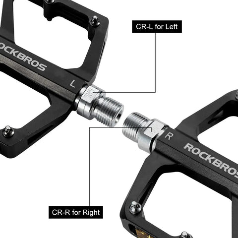 Dope Aluminum Flat Pedals With Reflective Strips For Mountain Bikes And BMX MTB Road Bikes, 9/16 Inch Sealed Bearing, labeled L and R