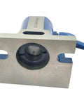 Rock Solid 5C Collet Holding Fixture for Horizontal And Vertical Angle Machining with blue cam lever and sturdy design.