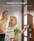 Child using D2 Plus Smart Door Lock With Keyless Entry And 0.3Second AI Fingerprint Unlock Touchscreen Keypad Auto Lock