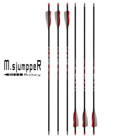 High Performance Carbon Arrows 400 Spine With Helical Feathers And Removable Tips For Archery Hunting And Target Shooting Pack Of 6