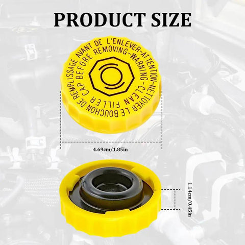 Brake Fluid Cap And Master Cylinder Reservoir Cap Replacement OEM 4683656AB 5014518AA Plug N Play for Jeep and Dodge, dimensions shown.