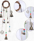 108 Piece DIY Witch Bell Kit For Protection And Home Decor with boho wreath, metal bells, and wishing bottle ornaments.