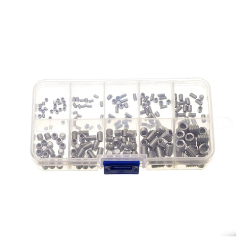 200 Pcs M3 M4 M5 M6 M8 304 Stainless Steel Grub Screws Hex Socket Set, Hex Head Assortment Kit For Machinery, Workshop DIY Projects, And Heavy Duty Fastening in plastic organizer
