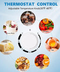 Adjustable thermostat control dial for Solid 1.6 Cu Ft Mini Fridge With Dedicated Freezer Knockout Compact Cooler.
