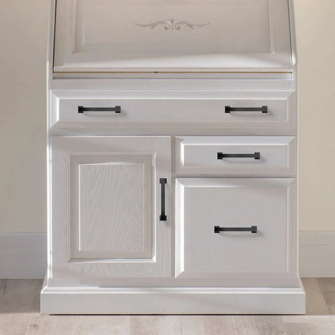 Matte Black Cabinet Pulls 4 Inch With Two Size Options Pack Of 10 Kitchen Cabinet Hardware on white cupboard