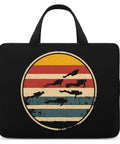 Watertight Scuba Inspired Laptop Tote Bag with scuba divers graphic on black, fits 12-inch laptops with padding and protective interior.