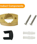 Bottom Guide For Sliding Shower Door In Brushed Gold Finish shown with screws and dampers for 1/4 to 3/8 inch glass clamp.