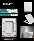 Durable White Square Toilet Seat Featuring Smooth Soft Close Lid And Quick Release Mounts Built From Chip Resistant Polypropylene dimensions 35x45cm