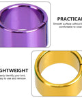18 Piece Aluminum Pigeon Rings Colorful Bird ID Bands for Pigeon Feet Tagging and Leg Marking, showing purple and gold bands.
