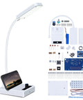 DIY Soldering Practice Kit To Build Your Own LED Desk Lamp, Rechargeable Gooseneck Light With Adjustable Brightness parts shown