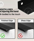 Edge Black Hidden Drawer Door Cabinet Handle showing smooth and polished edges, aluminum alloy material.