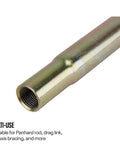 Swedged Steel Tube With Dual 3/4 Inch 16 Threads, RH On One End And LH On The Other, 10 In Long, 1.00 In OD,.095 In Wall, Zinc Plated For Tough Rustproof Durability, Easy Length Adjustment By Spinning, close-up threaded end