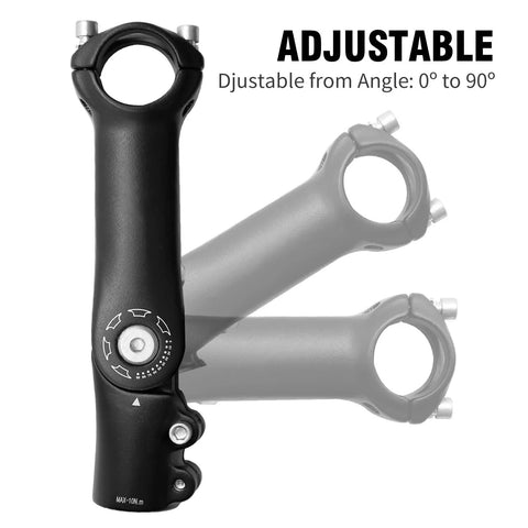 Sturdy 110mm Adjustable Handlebar Stem For One And One Eighth Inch Steerer 31.8mm Bar Clamp No Slop 0 To 90 Degree Riser 3D Forged Alloy