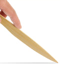 Close-up of a hand holding a Two Pack Wooden Letter Opener Set, Handy Envelope Slitter For Quick Mail Openings, showcasing the tip.