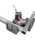 Beefy 4 Inch Jaw Angle Clamp Heavy Duty Right 90 Degree Welding Vice For Woodworking Metalworking Corner Miters And Photo Framing Cast Iron Construction AC-100 in use.