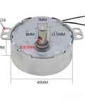 Heavy Duty AC 220V Synchronous Motor Running Like A Smooth Operator At 5 To 6 RPM With Serious 4 kgf Cm Torque For Microwave Trays And Reliable Fan Builds showing dimensions and details.