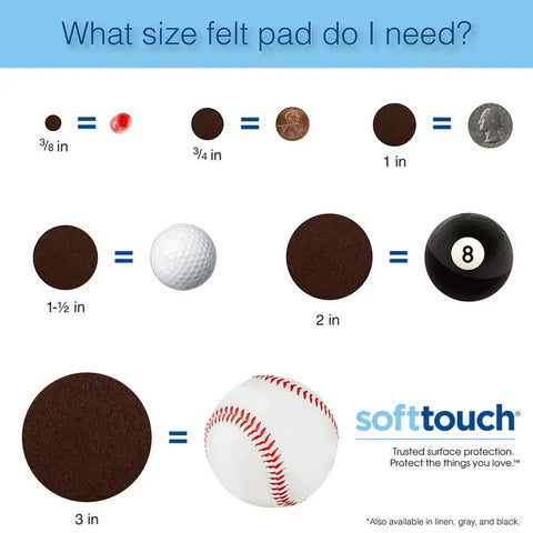 1.5 Inch Round Felt Furniture Sliders For Hard Floors, Reusable Self Adhesive Pads For Cabinets, Chairs, Tables And Decor, Quiet, Easy Glide Protectors For Heavy Furniture, 48 Pack Brown