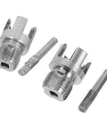 2 Piece Heavy Duty Carbon Steel Pipe Threader Kit For Internal And External Threading featuring twin steel cutters for plumbing.