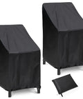 Outdoor Chair Covers 2 Pack Waterproof Black Polyester Blend Fits 25W x 25D x 47H Inches Stackable Dining Chairs Protects