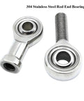 Heavy Duty 304 Stainless Steel Rod End Bearing Featuring Smooth Self Aligning Motion And Rock Solid Load Capacity Built Like A Tank For Gritty Shop Floors And Routine Garage Fixes - close-up view of the bearing with male and female threads.