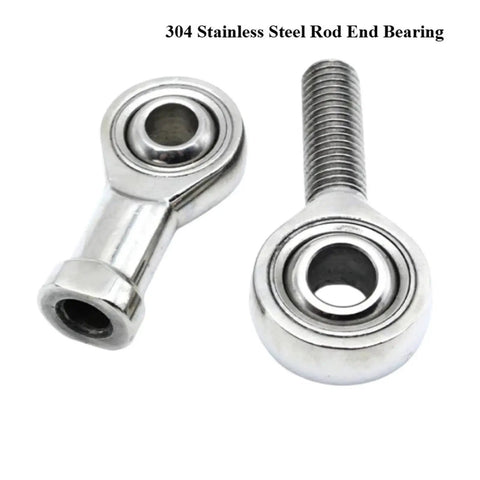 Heavy Duty 304 Stainless Steel Rod End Bearing Featuring Smooth Self Aligning Motion And Rock Solid Load Capacity Built Like A Tank For Gritty Shop Floors And Routine Garage Fixes - close-up view of the bearing with male and female threads.