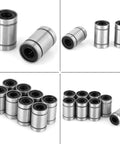 Eight LM6UU linear ball bearings, 6mm bore, metal cylinders for engraving machine and 3D printer shafts.