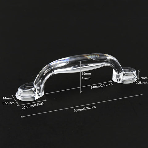Self Adhesive Transparent Acrylic Drawer Knob with Glass Look for Cabinets, 95x14x26 mm, Crystal Clear Finish