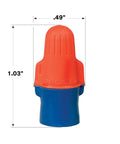 Orange and blue wire connector from Two In One Twist On Wire Connector Set 22-12 AWG Orange Blue Pouch Of 100 With Strong Biting Spring.