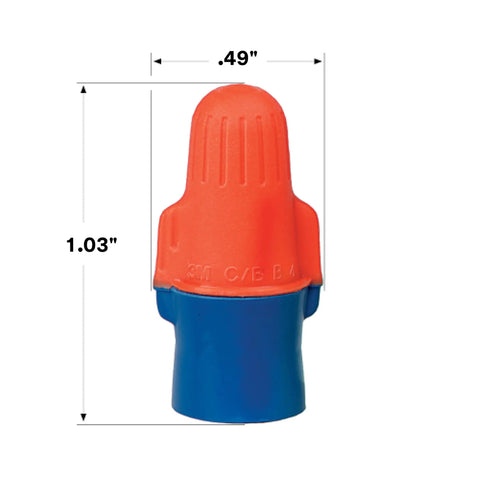 Orange and blue wire connector from Two In One Twist On Wire Connector Set 22-12 AWG Orange Blue Pouch Of 100 With Strong Biting Spring.