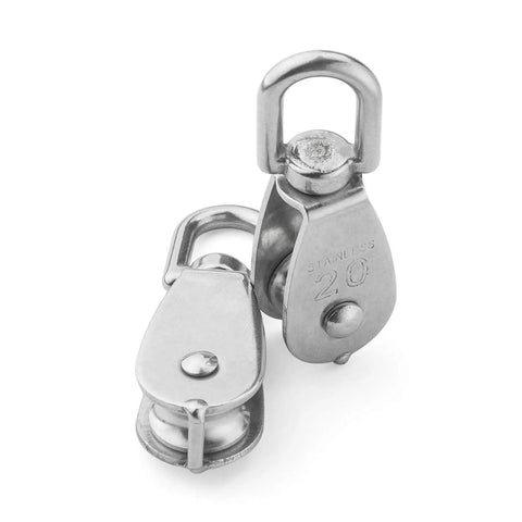 Set Of 10 Pro Grade Heavy Duty Stainless Steel Swivel Pulley Blocks For Wire Rope 7mm, Single Pulley Wheel With 200 Lb Load Capacity, Rust Resistant 304 Stainless, 360 Degree Swivel For Easy Hoisting And Towing, stainless steel pulley block
